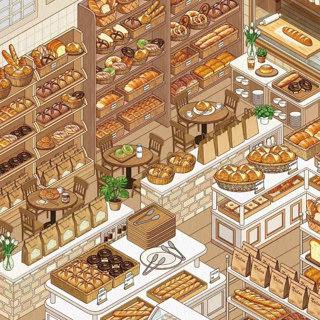 Bakery & Dessert Cake Shop Big Size 3D Scene Stickers
