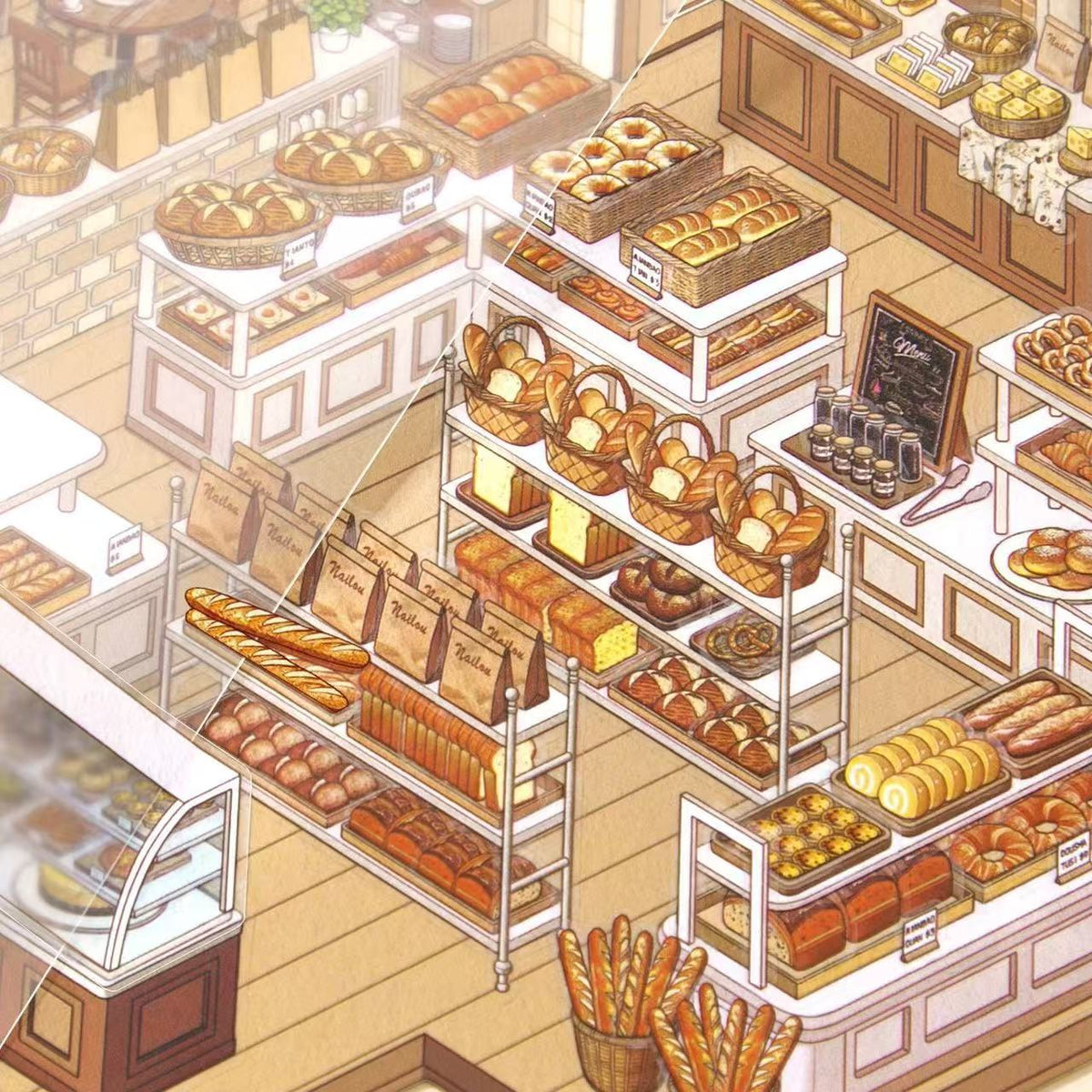 Bakery & Dessert Cake Shop Big Size 3D Scene Stickers