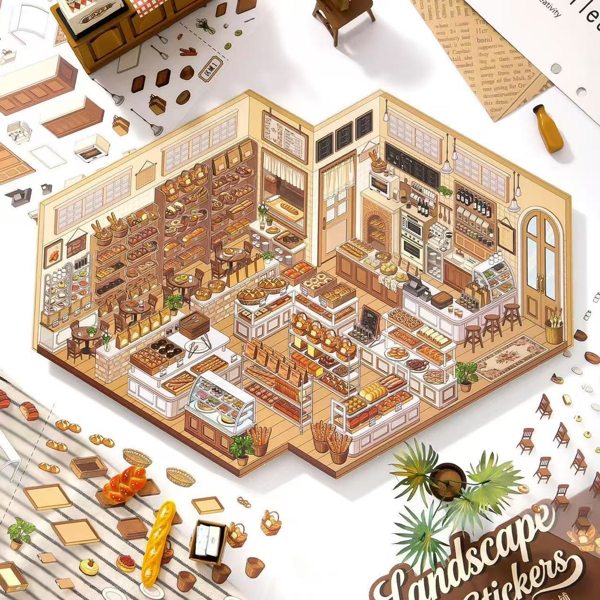 Bakery & Dessert Cake Shop Big Size 3D Scene Stickers