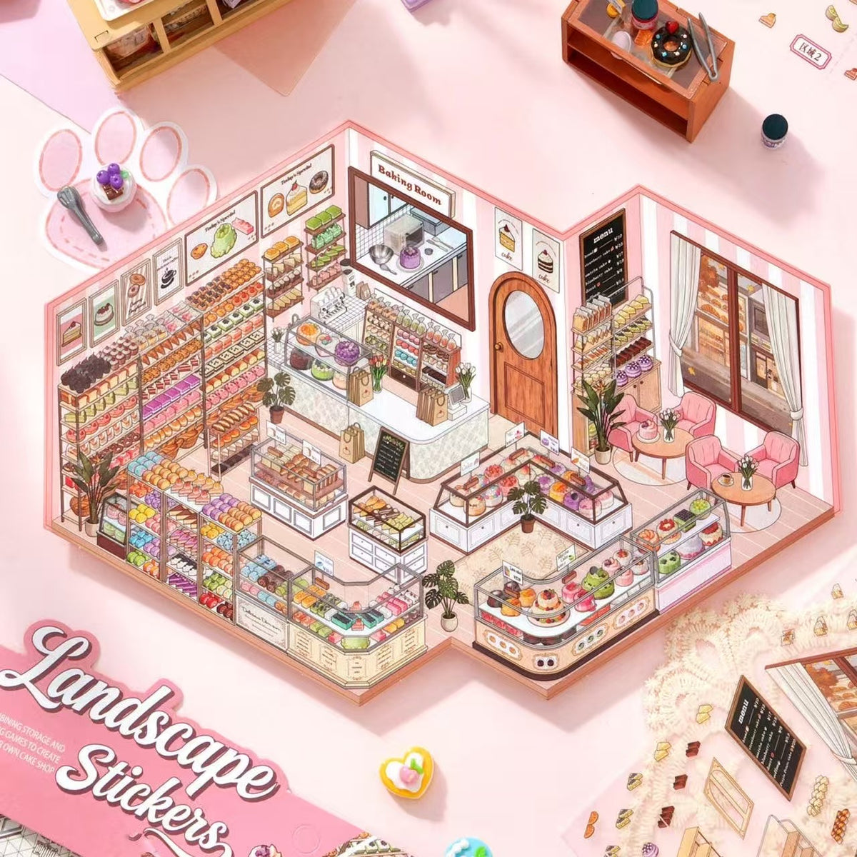 Bakery & Dessert Cake Shop Big Size 3D Scene Stickers
