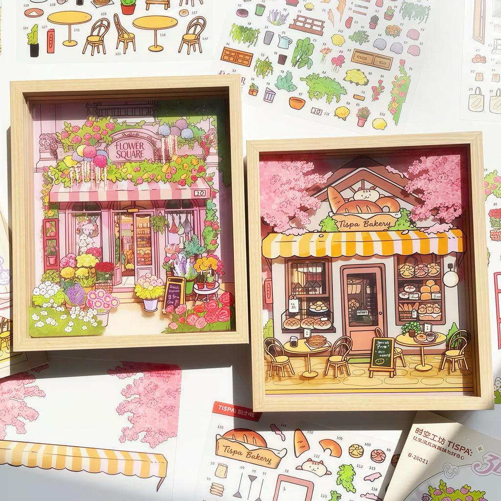 Flower Shop Bakery with Picture Frame 3D Sticker Scenes
