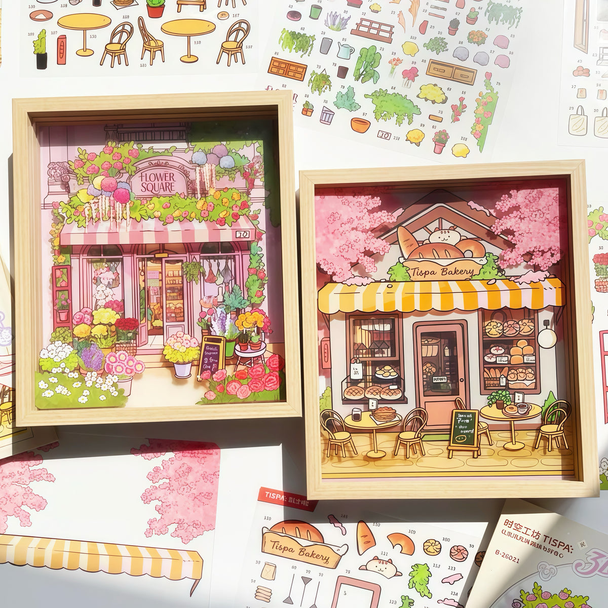 Flower Shop Bakery with Picture Frame 3D Sticker Scenes