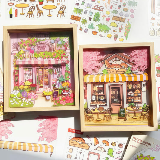 Flower Shop Bakery with Picture Frame 3D Sticker Scenes