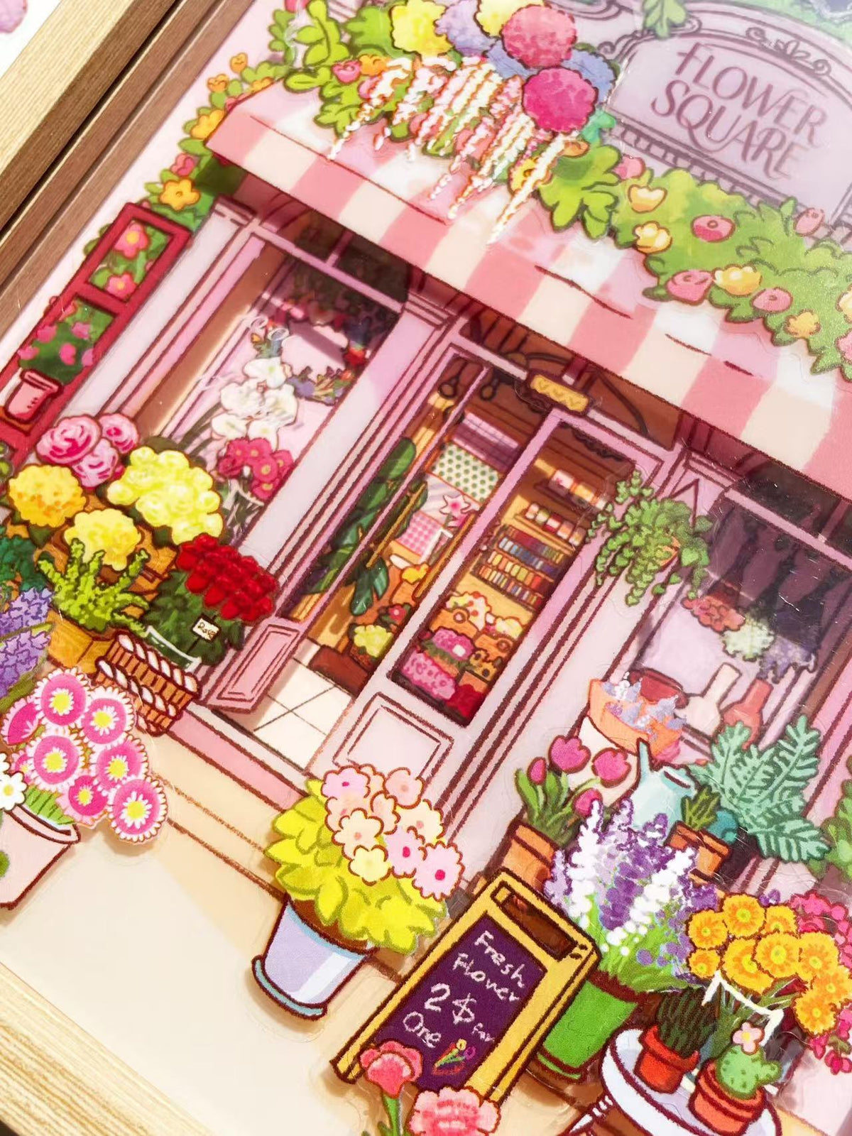 Flower Shop Bakery with Picture Frame 3D Sticker Scenes