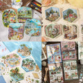 Embroidery 3D Scene Sticker Grassland Village European Town Garden