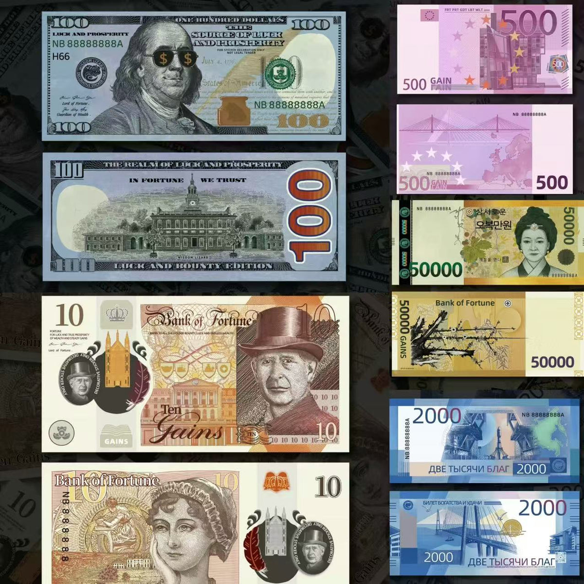 Play Money Bill Sticker Game