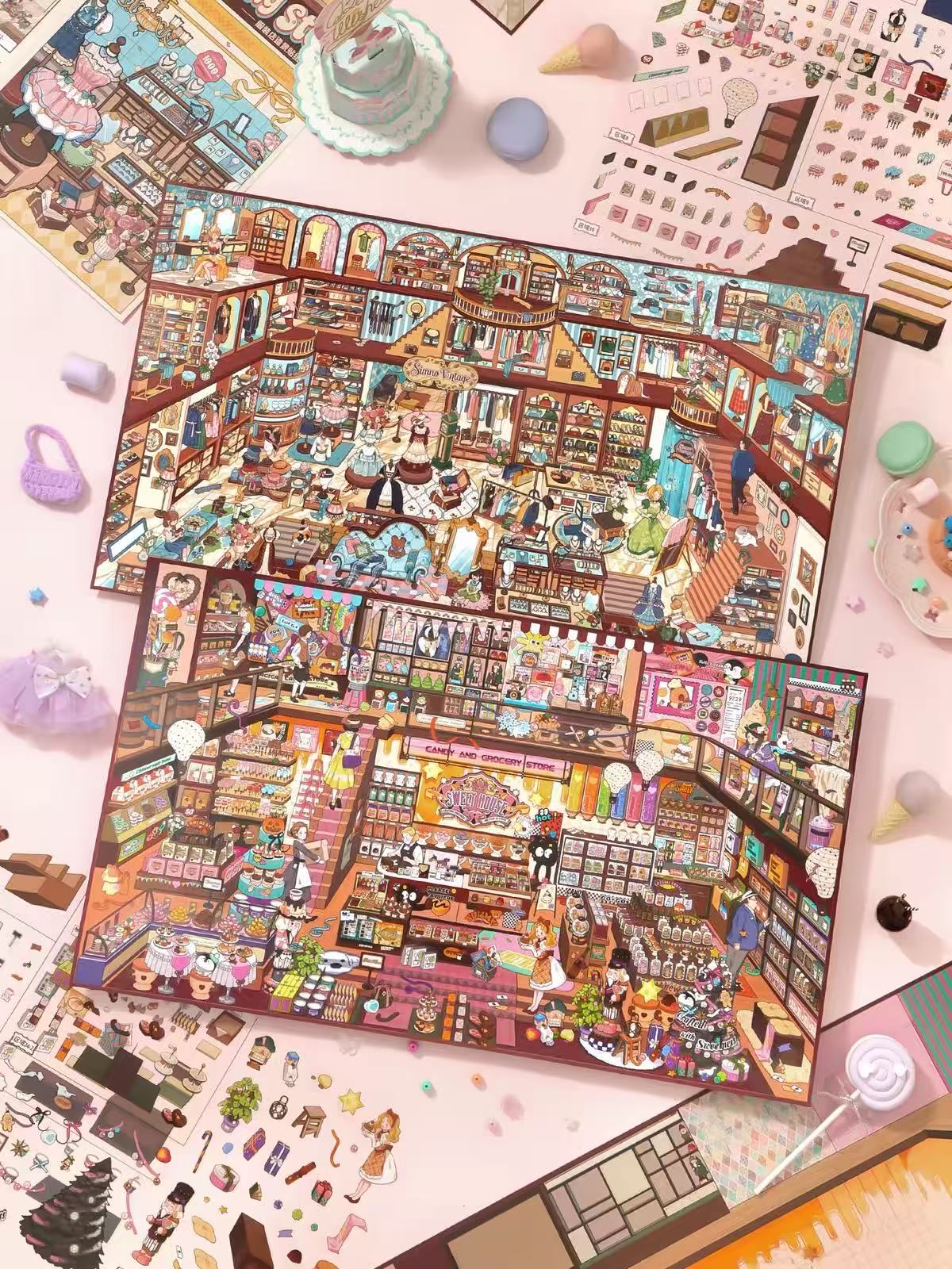DIY Large 3D Sticker Scene Candy House Clothing Store