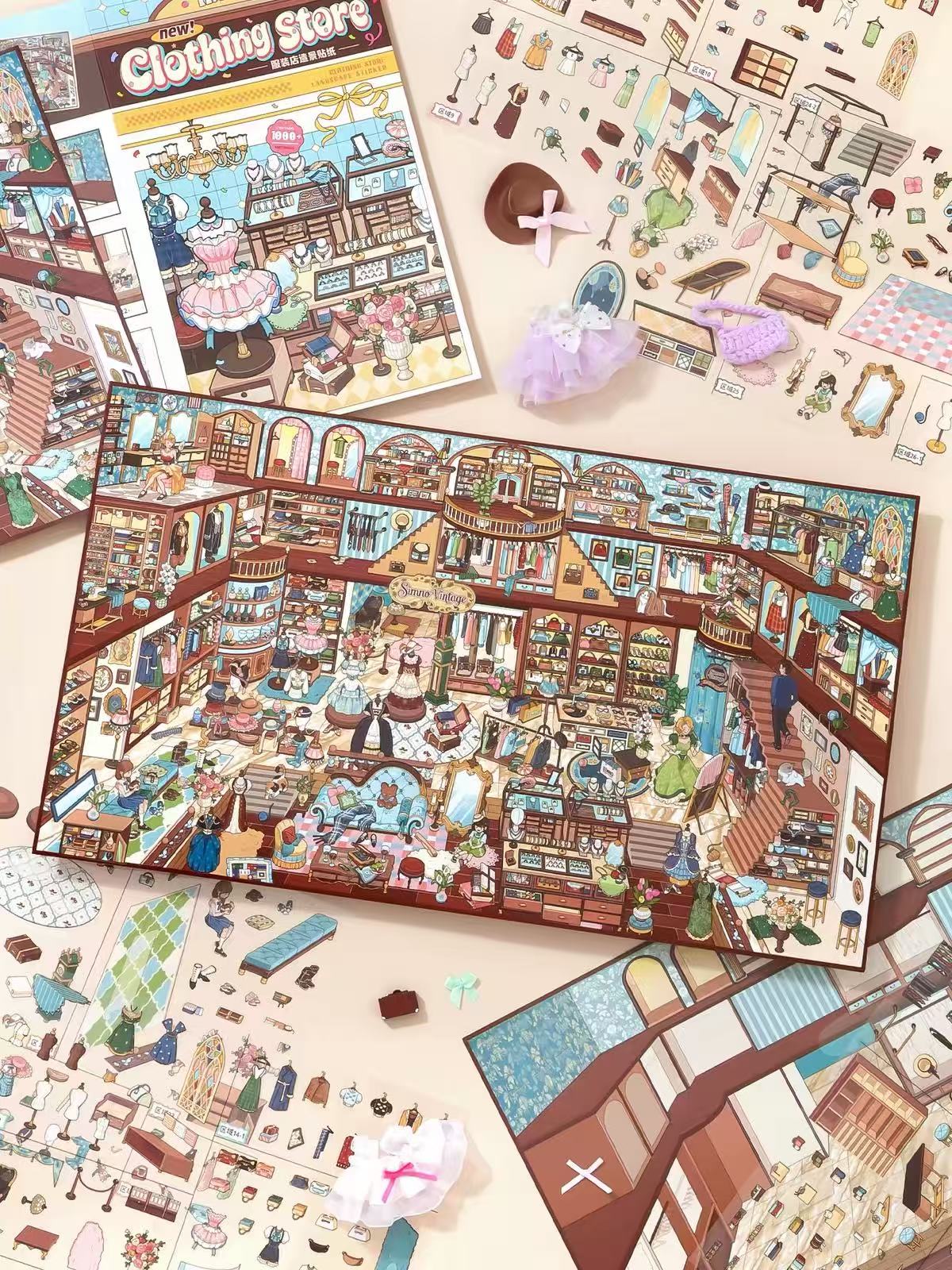 DIY Large 3D Sticker Scene Candy House Clothing Store