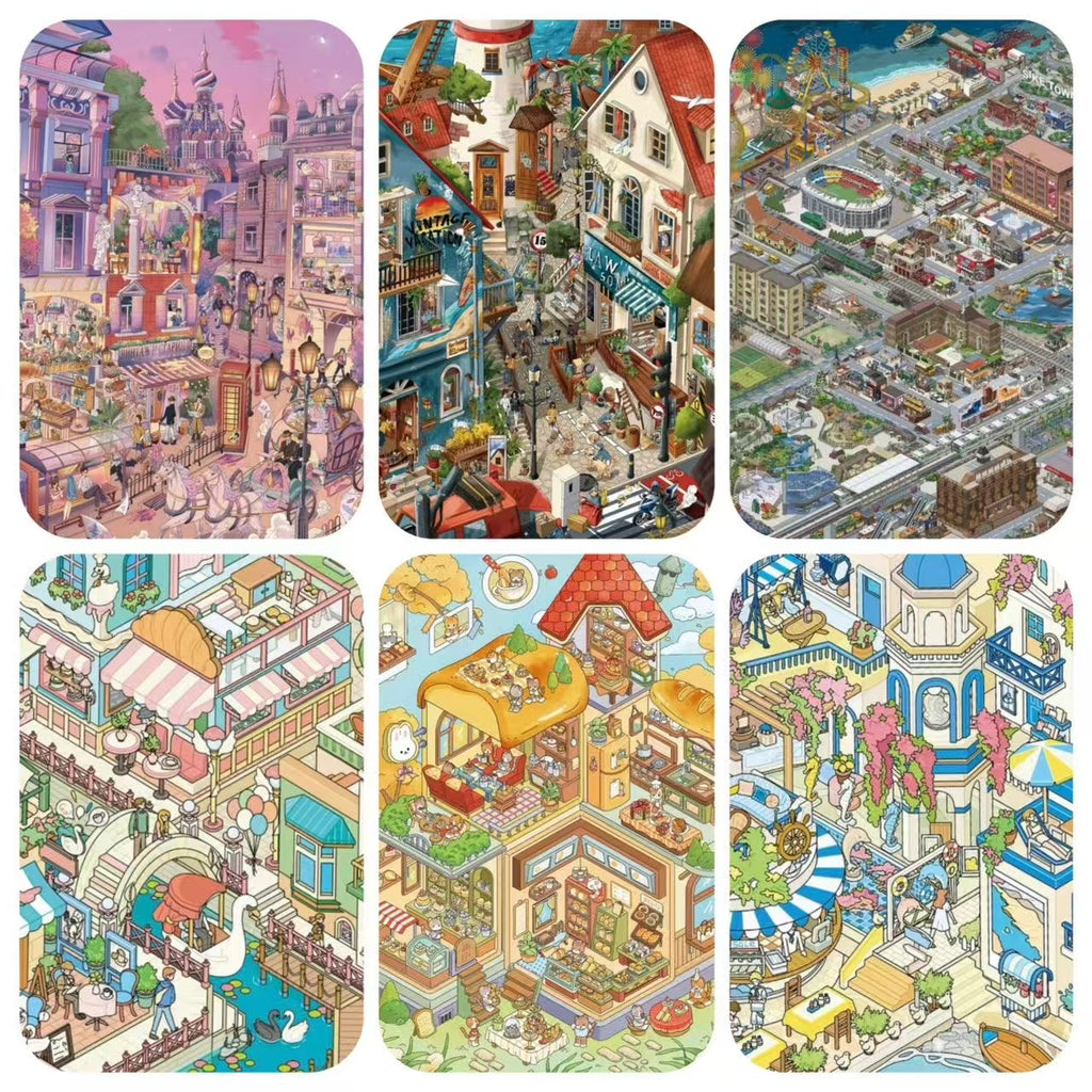 3D Landscape Sticker Moscow Dusk Coastal Noon Santorini Swan Town