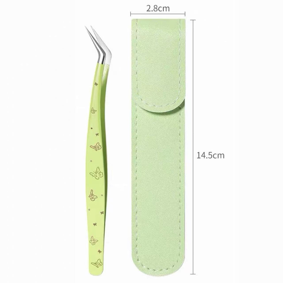 Cute Angled Precision Tweezers with Protective Case for Sticker Crafts