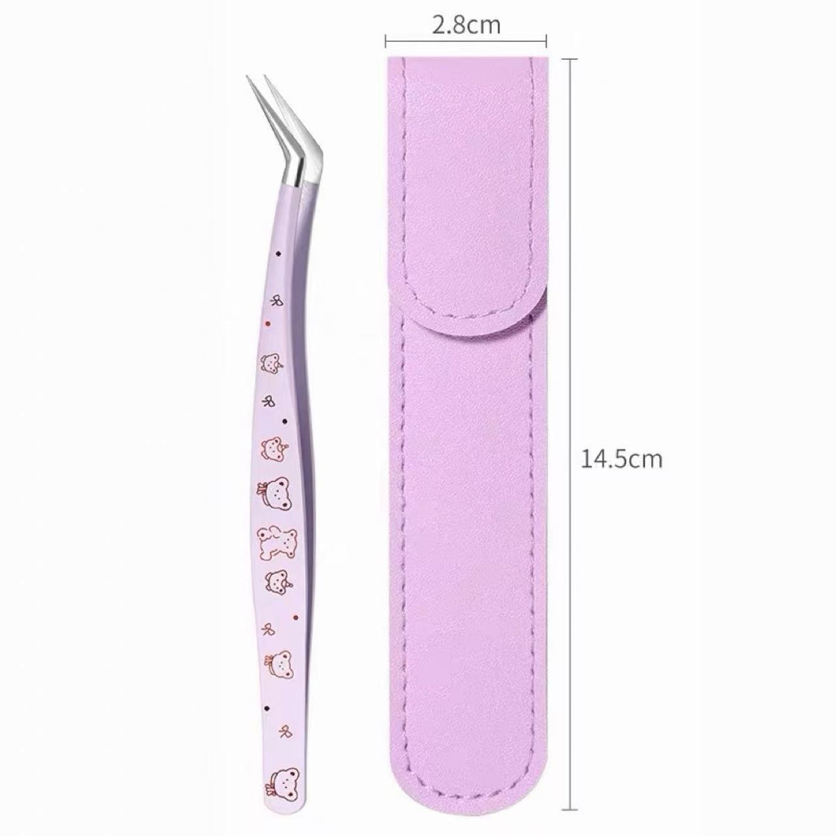 Cute Angled Precision Tweezers with Protective Case for Sticker Crafts