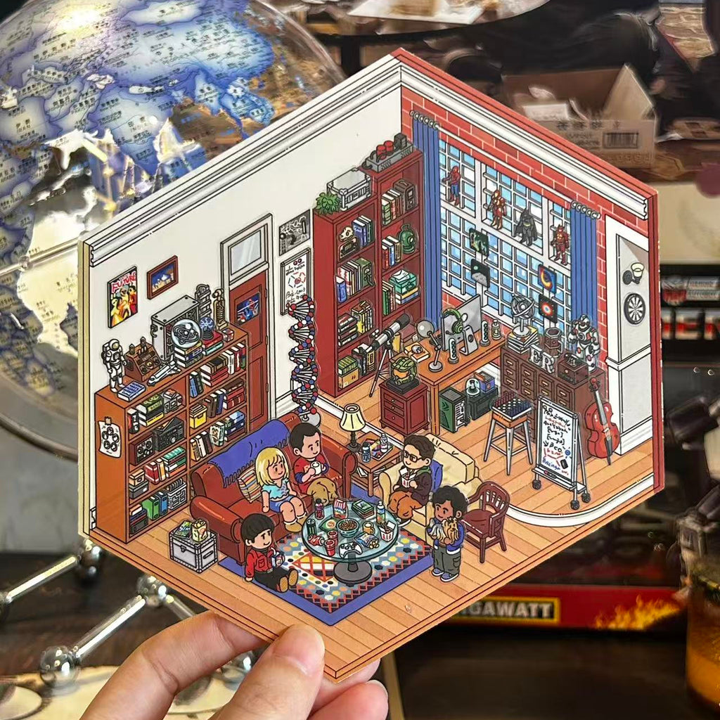 TBBT 3D Sticker Scene DIY Miniature Sheldon's Living Room