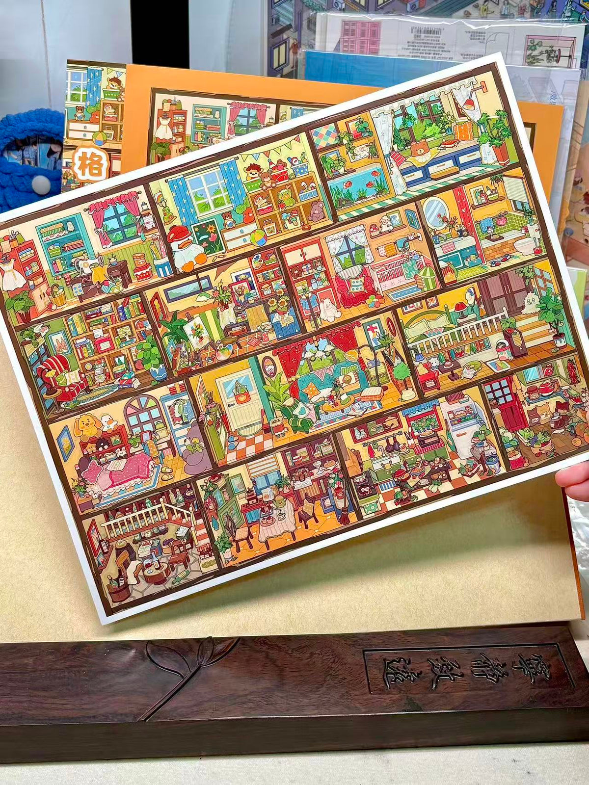 DIY 3D Miniature Scene Sticker Tiny Grid Village