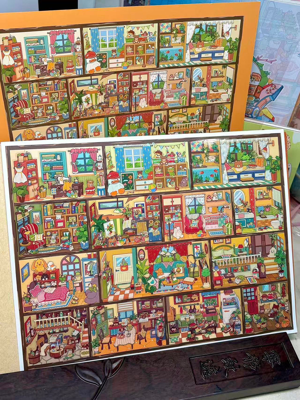 DIY 3D Miniature Scene Sticker Tiny Grid Village
