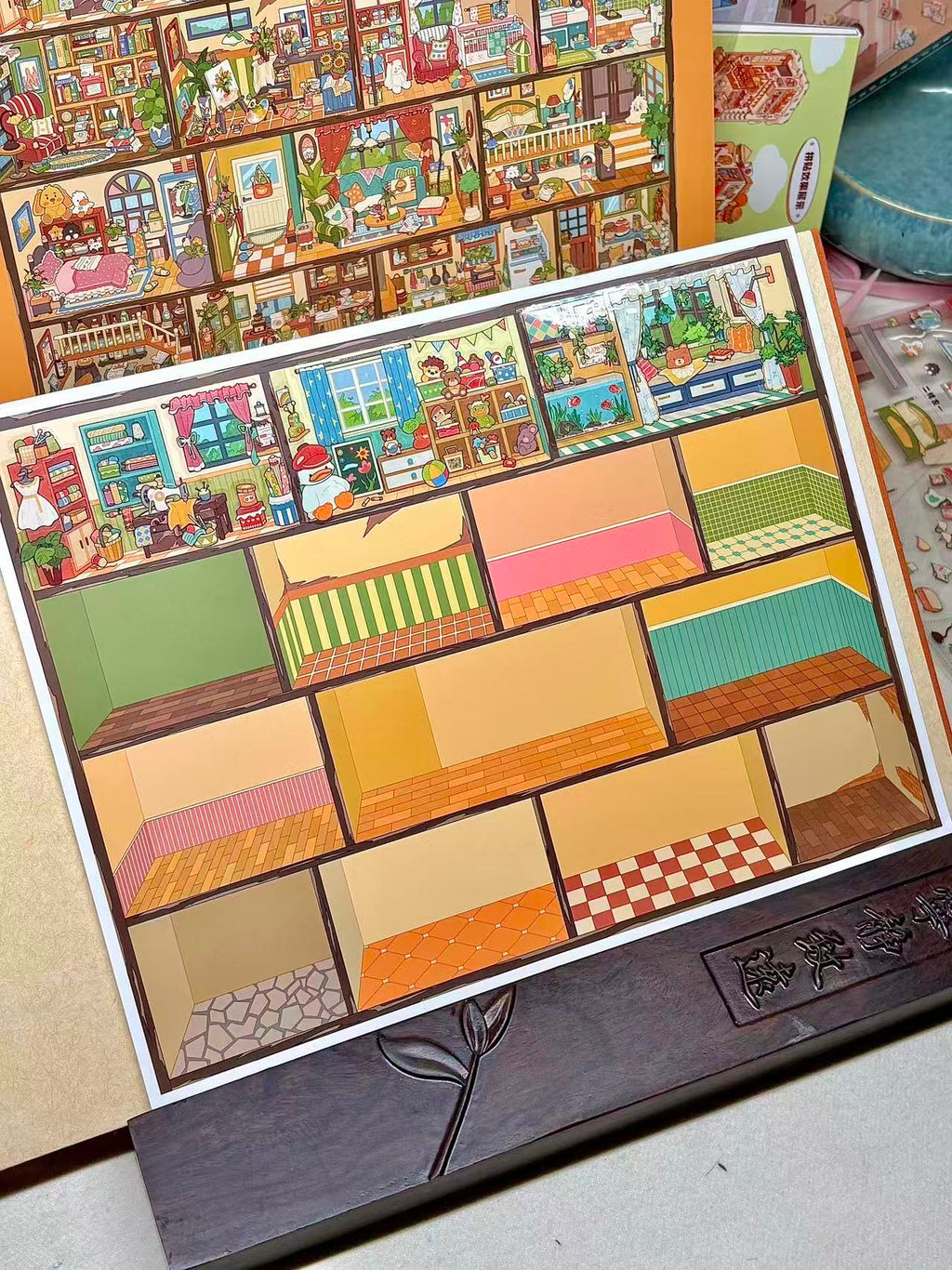 DIY 3D Miniature Scene Sticker Tiny Grid Village
