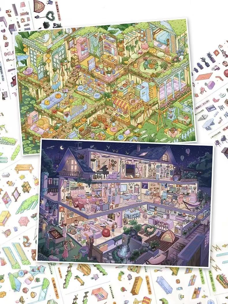 DIY 3D Sticker Scene Villa Butterfly Wonderland Pavilion