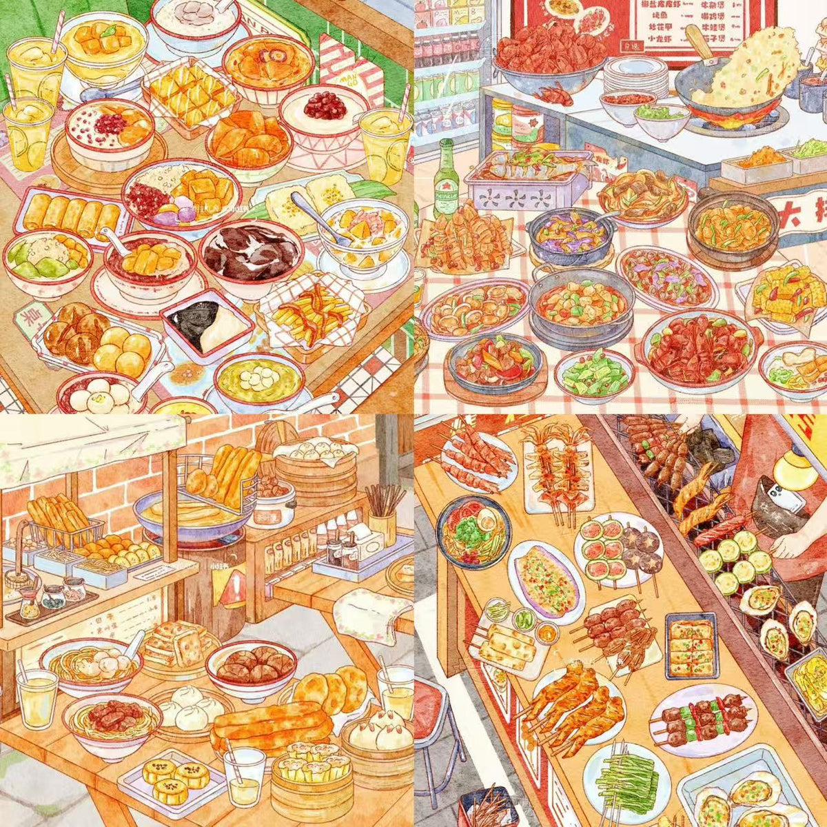 DIY Food Sticker Chinese Dessert Shop Night Market Food Stall