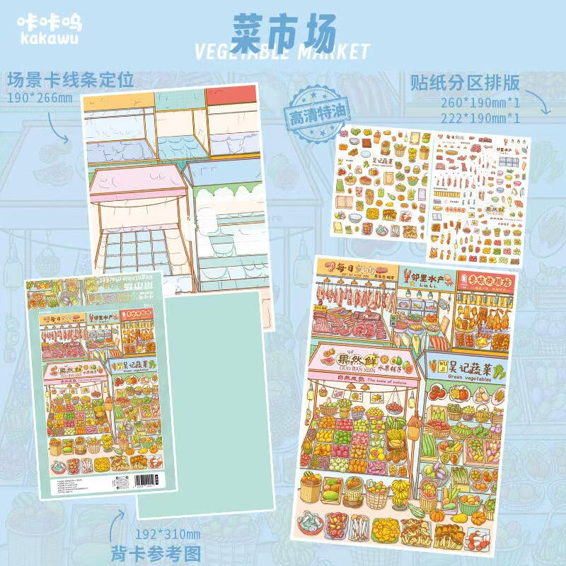 DIY Food Sticker Chinese Dessert Shop Night Market Food Stall