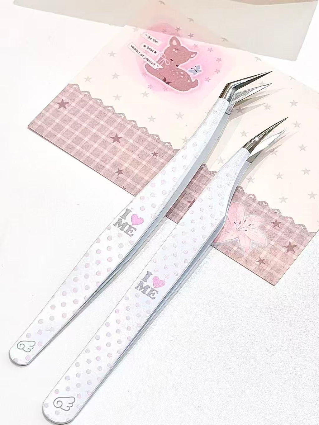 I Love Me & You High-Precision Stainless Steel Tweezers with Storage Case