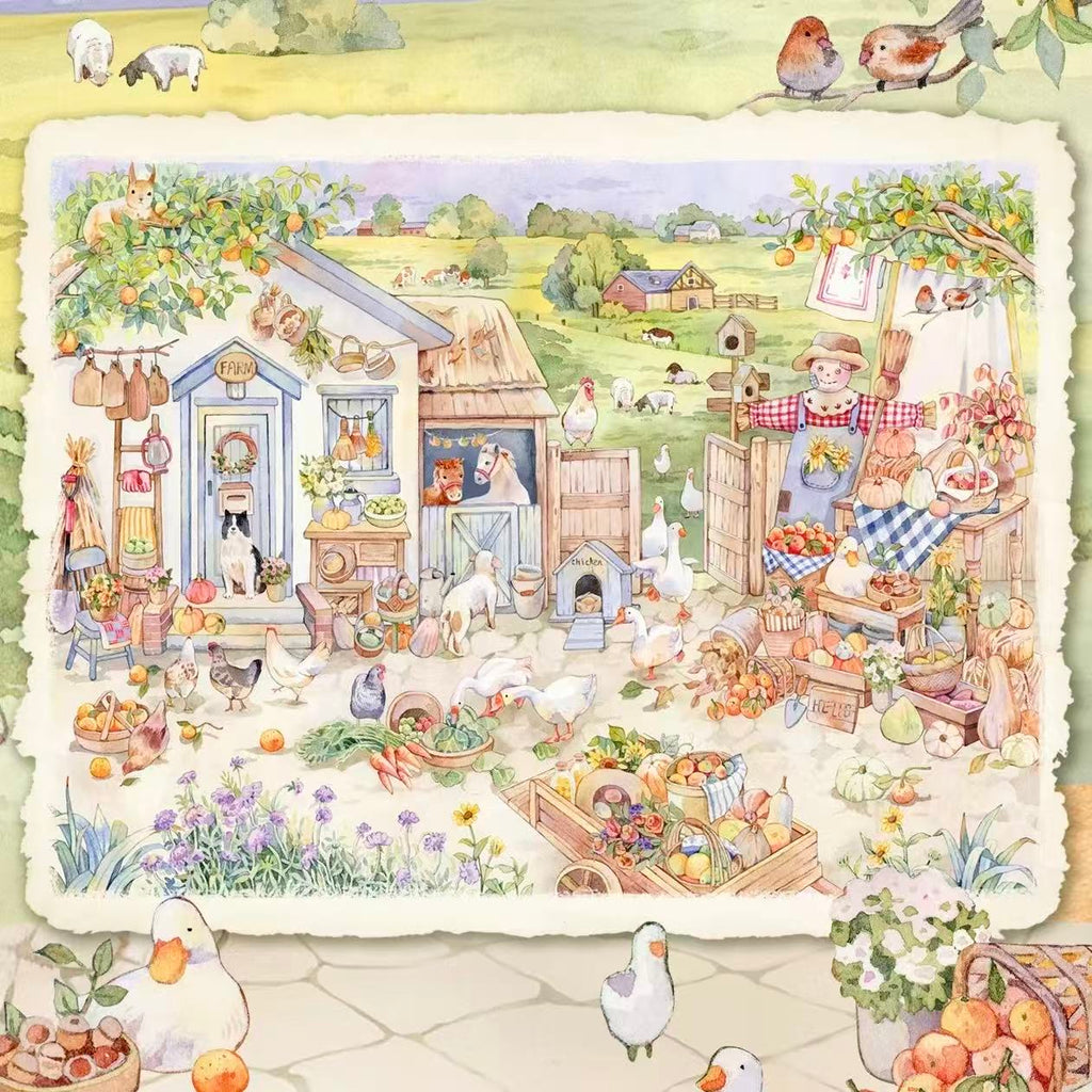 Hand-Drawn Style 3D Miniature Fairy Tale Scene Stickers