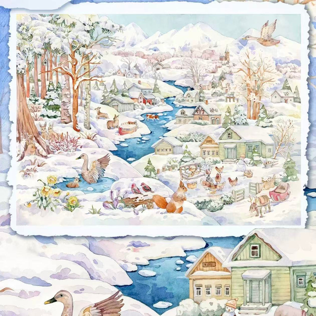 Hand-Drawn Style 3D Miniature Fairy Tale Scene Stickers