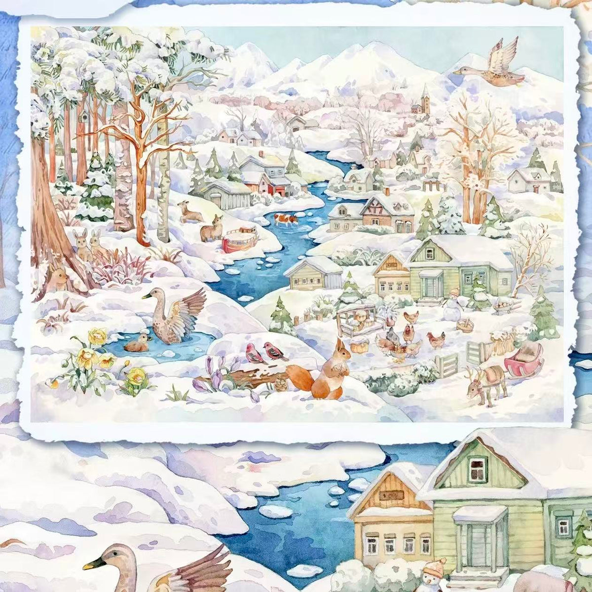 Hand-Drawn Style 3D Miniature Fairy Tale Scene Stickers
