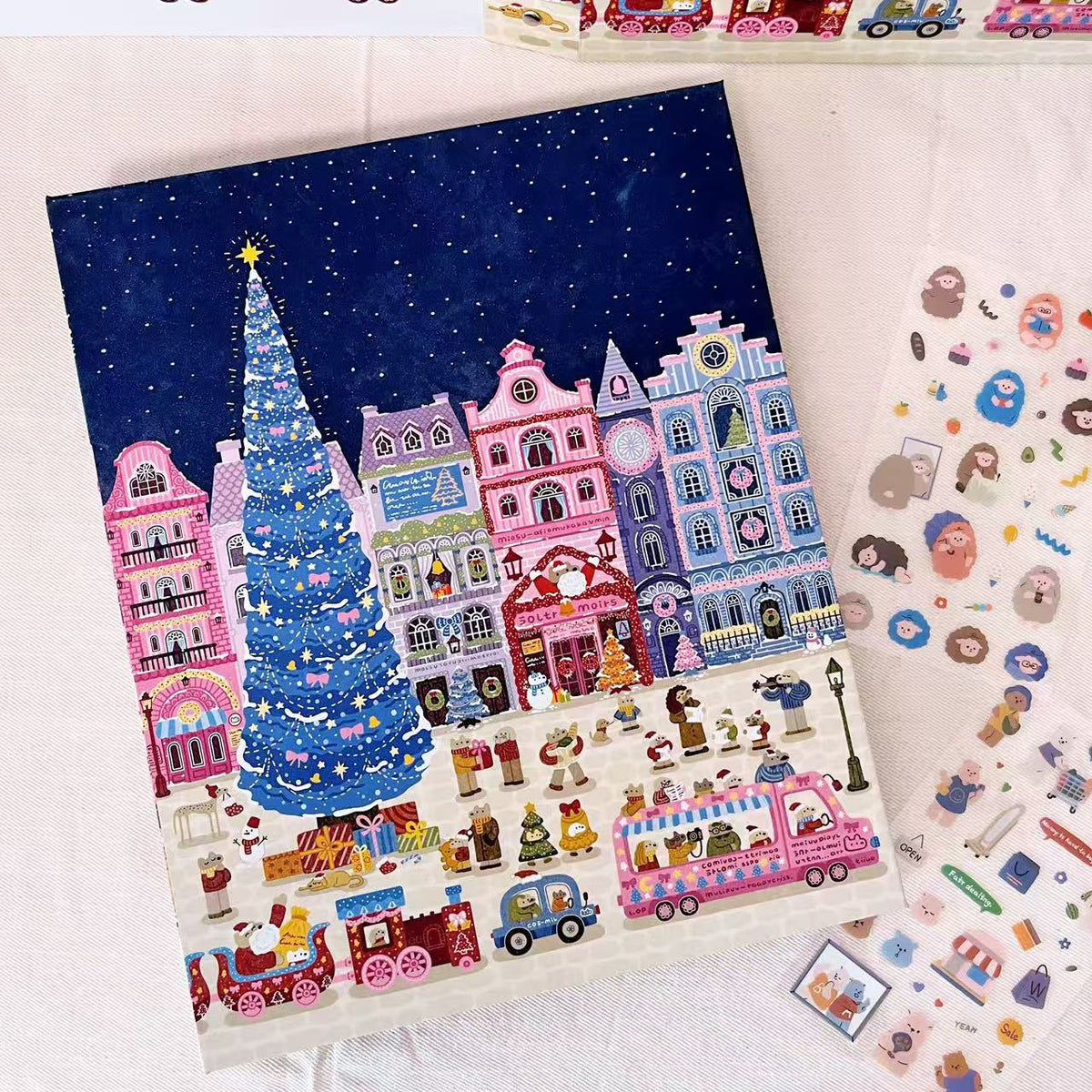 A4 Christmas Puppy Farm Sticker Storage Folder