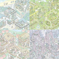 3D Miniature Scene Stickers Tulip town Frog Village