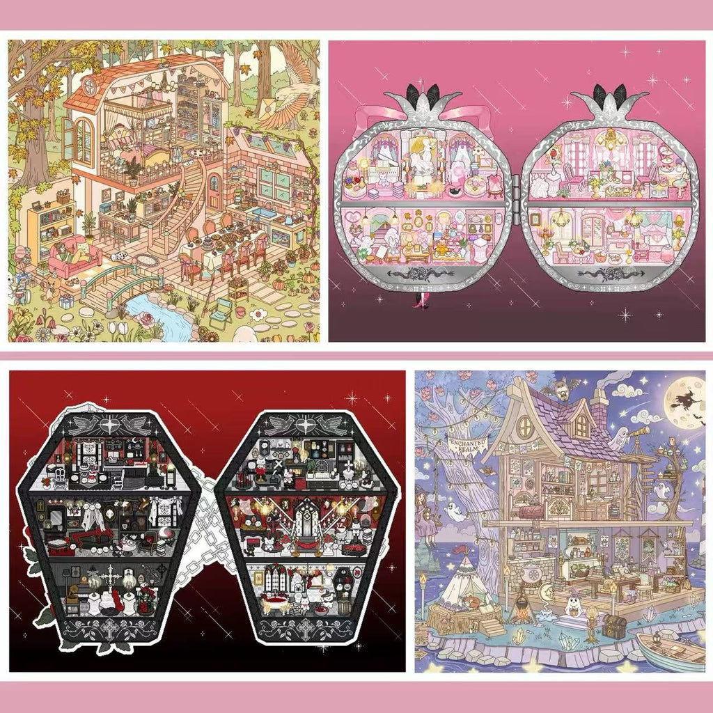 DIY Gothic 3D Sticker Scene Coffin Nocturne Pink Pomegranate Dream