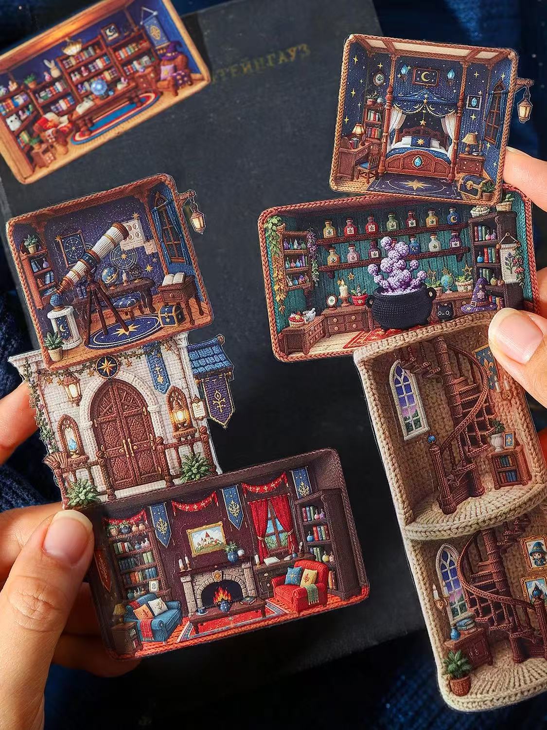 Embroidery-Style 3D Landscaping Sticker Scenes