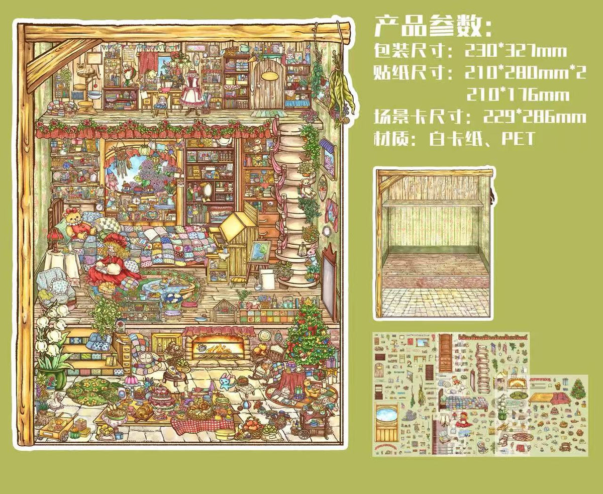 Let's Go Shopping Get Prettier Together DIY 3D Miniature Scene Stickers