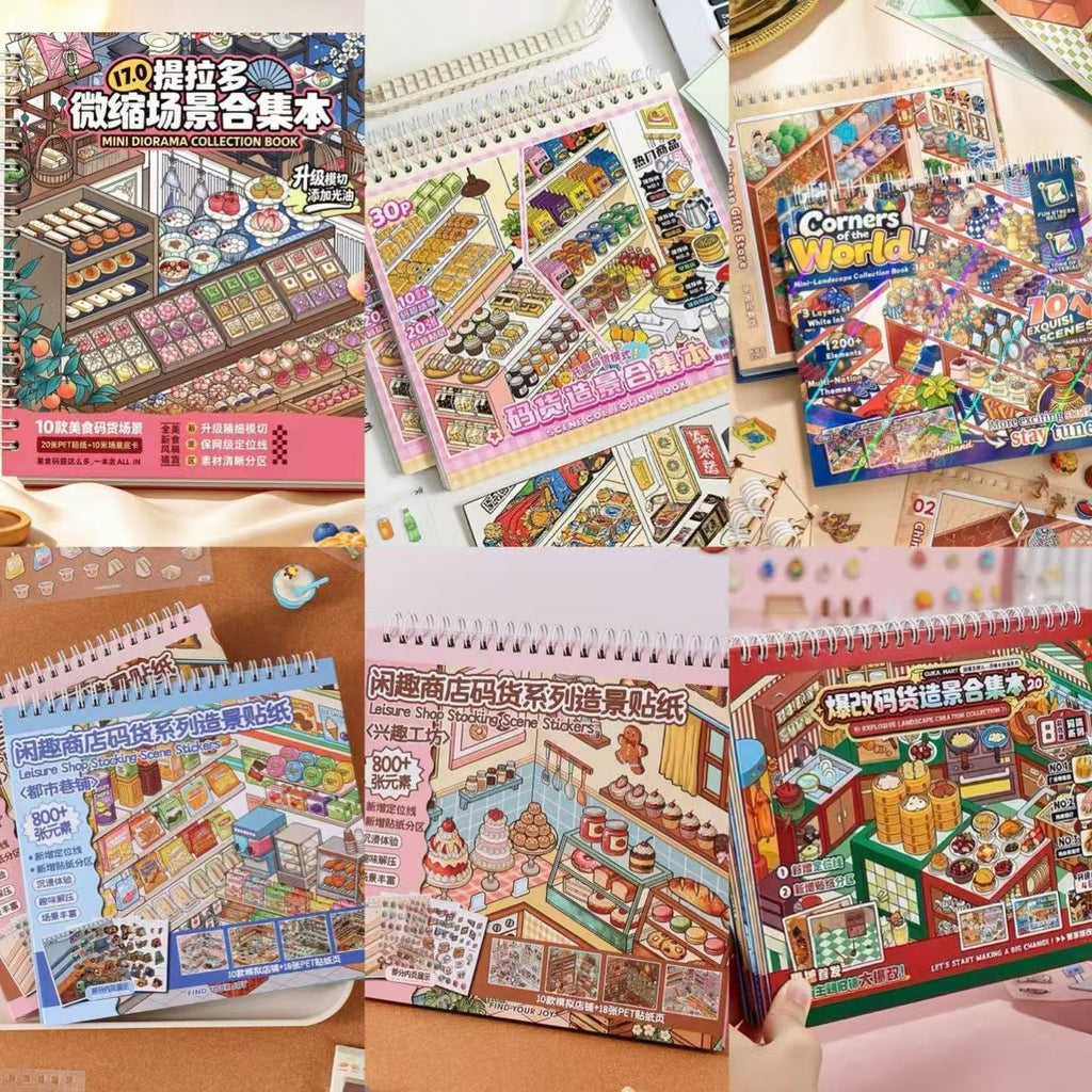 DIY 3D Scene Sticker Book Restocking Game with Shelves