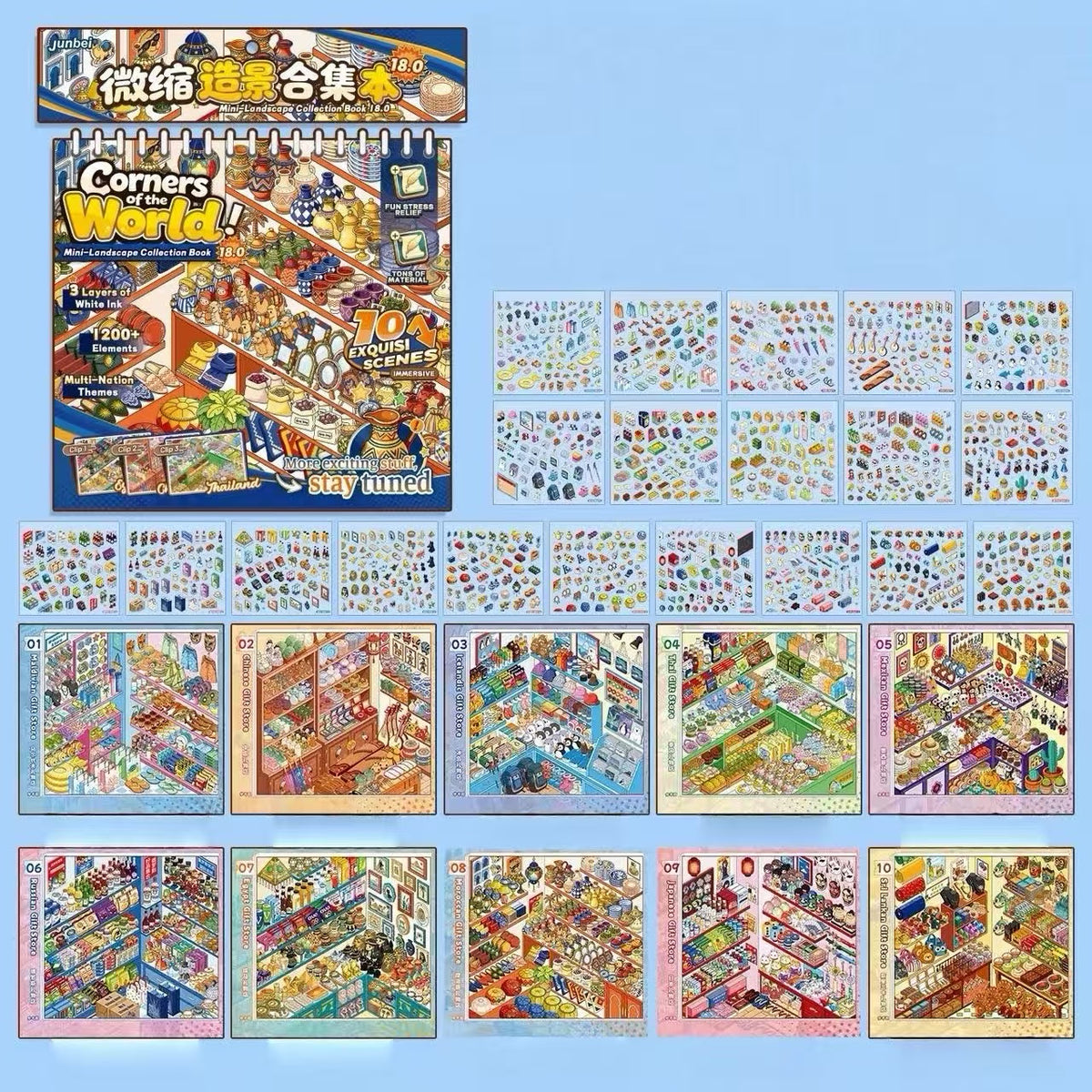 DIY 3D Scene Sticker Book Restocking Game with Shelves