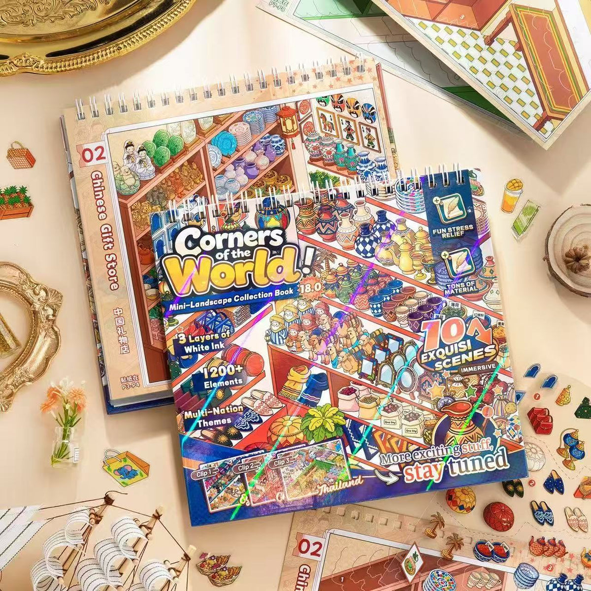 DIY 3D Scene Sticker Book Restocking Game with Shelves