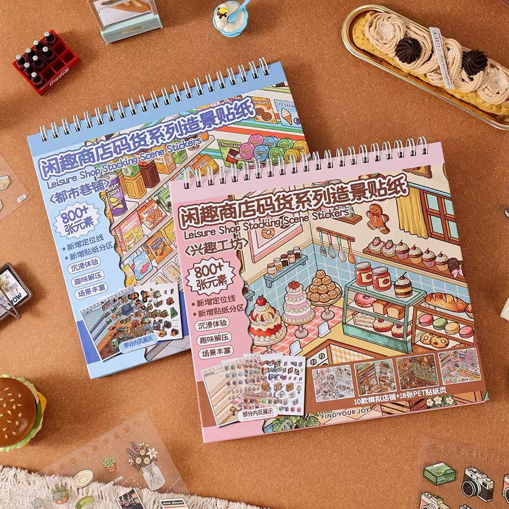 DIY 3D Scene Sticker Book Restocking Game with Shelves