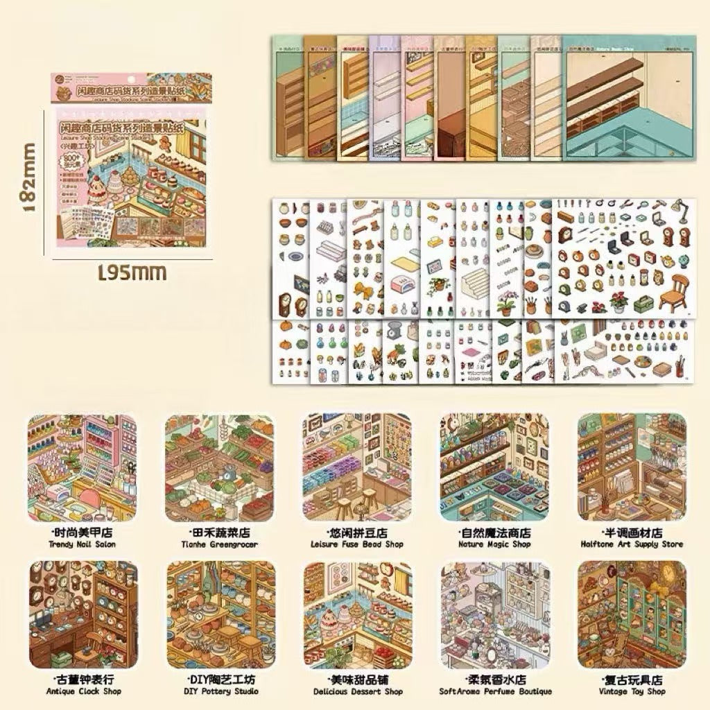 DIY 3D Scene Sticker Book Restocking Game with Shelves