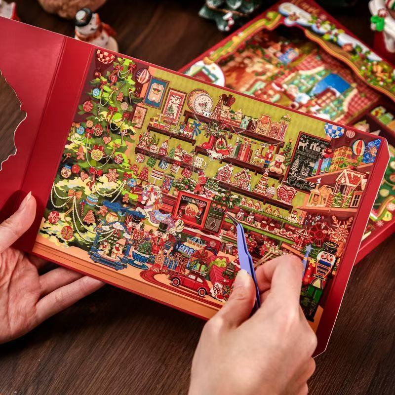 DIY 3D Landscape Stickers Christmas Shop Window Snowy Cottage
