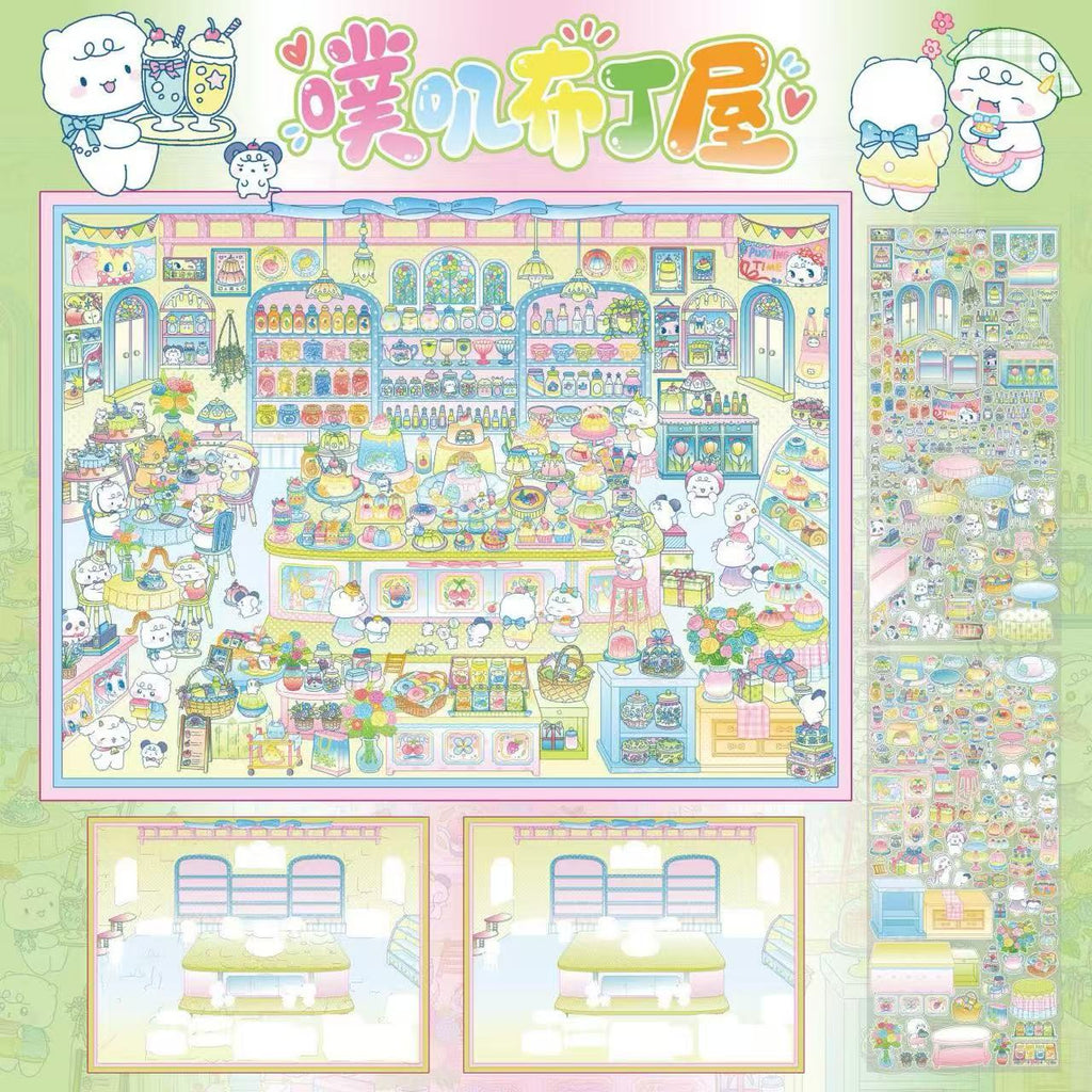 DIY Cutie 3D Miniature Scene Sticker Pudding House Bento Box Battle