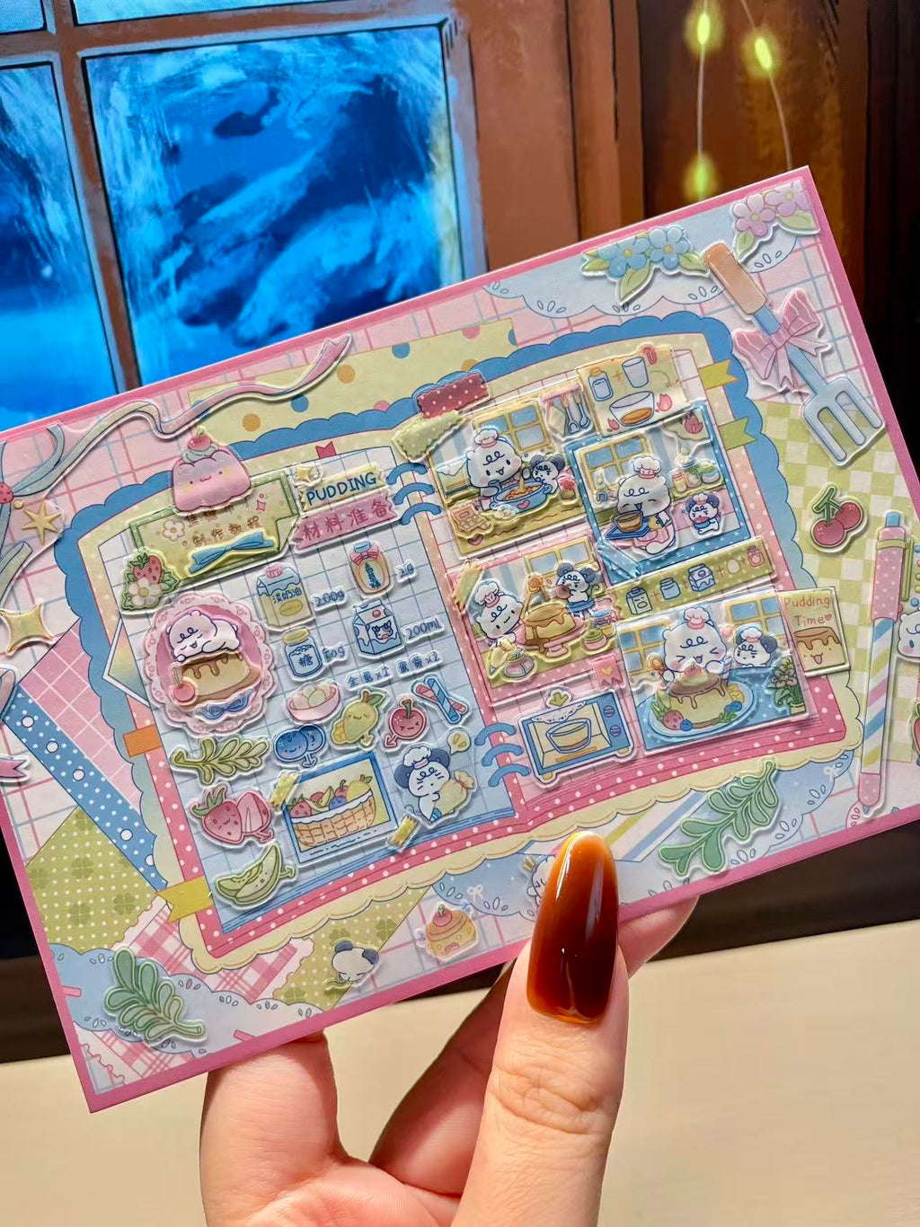DIY Cutie 3D Miniature Scene Sticker Pudding House Bento Box Battle