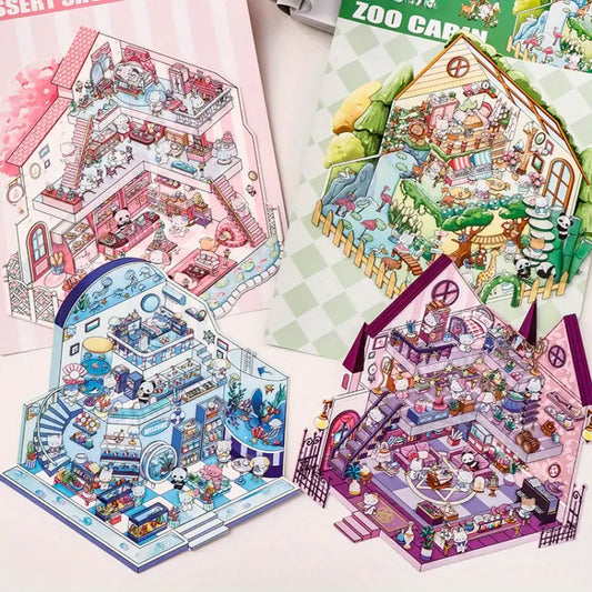 Make Animal Miniature House 3D Sticker Scene