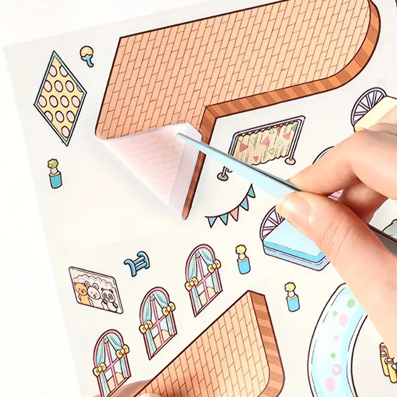 Cozy House 3D Miniature Scene Stickers Set