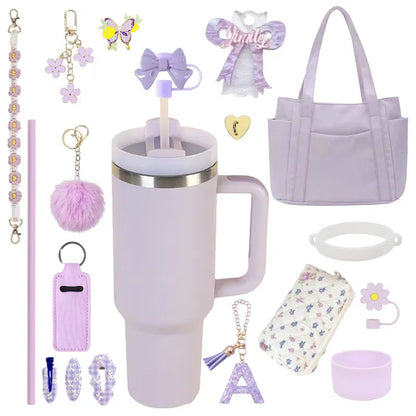 Ultimate Personalized PURPLE Tumbler Set|Tote Bag