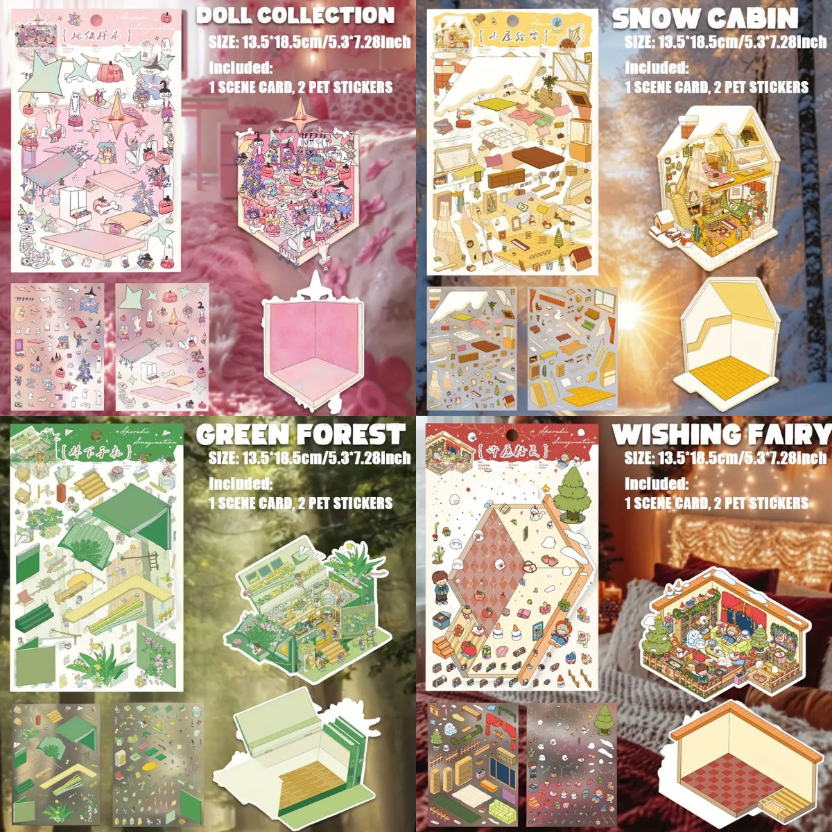 DIY Autumn Frost Fragrance of Sakura Winter Moon Night Swimming Pool 3D Sticker Scene