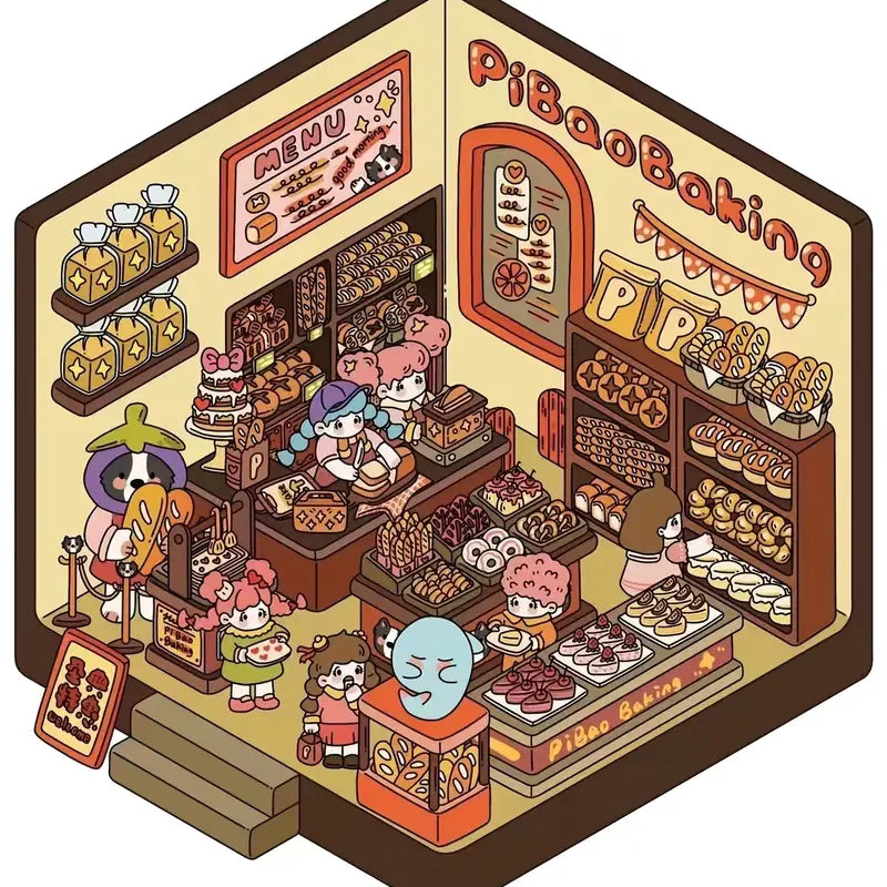 Cute 3D House Miniature Scene Stickers