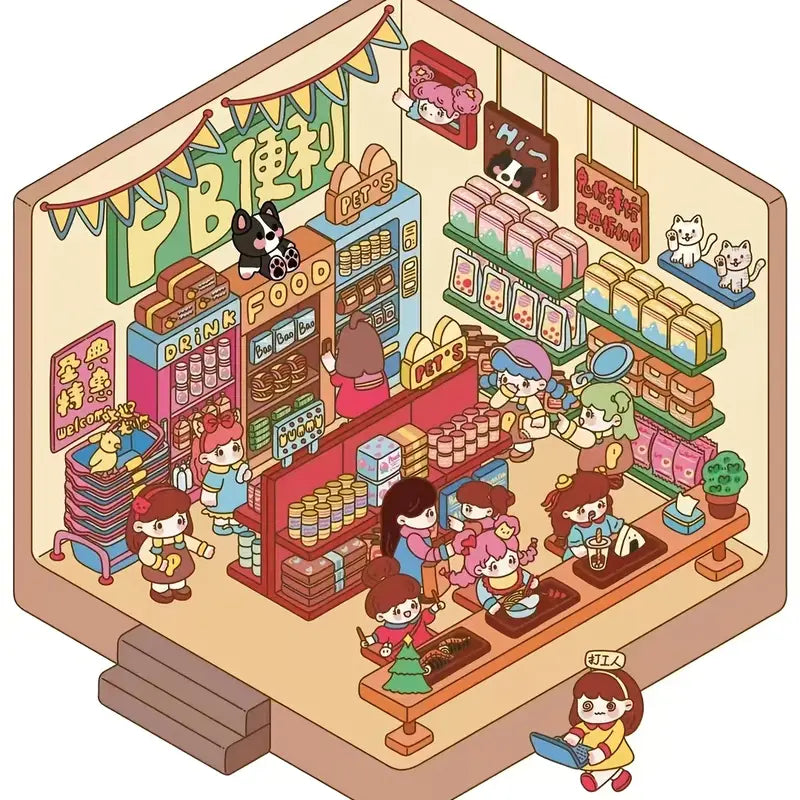 Cute 3D House Miniature Scene Stickers
