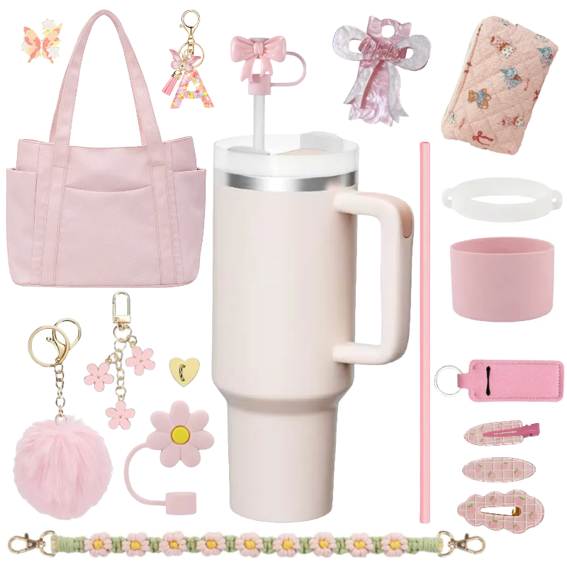 Ultimate Personalized PINK Tumbler Set|Tote Bag