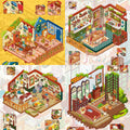 DIY Tropical Retro Bedroom Kitchen Van Gogh House Miniature Scene Sticker Sheet