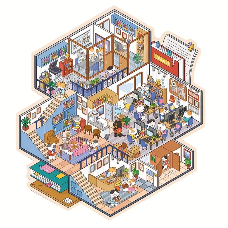 Create Cat Office Cowboy Party 3D Sticker Scene