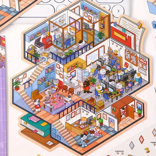Create Cat Office Cowboy Party 3D Sticker Scene