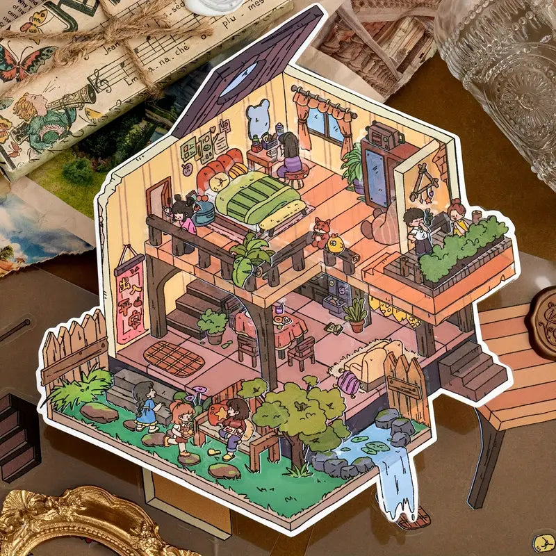 DIY 3D Large Size The Garden of Angels Bunny Farm Cat Farm Leisure Hut